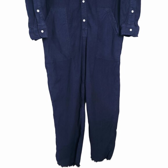 Frank & Eileen Northern Ireland Jumpsuit Navy Blue Italian Linen Size M - Picture 6 of 9